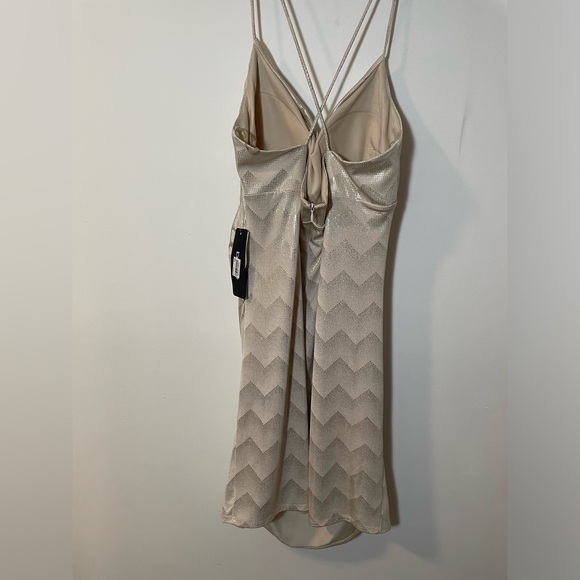 NEW Bebe Gold Sparkle Cowl Neck Lined Mini Slip Dress Size XL New Year's Dress! - Picture 5 of 12
